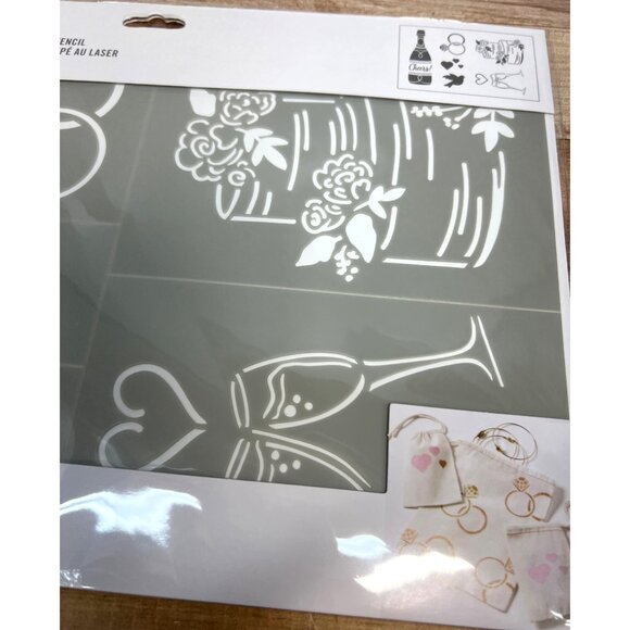 Martha Stewart Adhesive LaserCut Stencil 6 Designs Hearts Rings Cheers Wedding - Picture 3 of 5